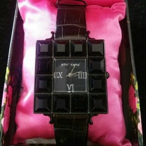 Betsey Johnson black crystal watch